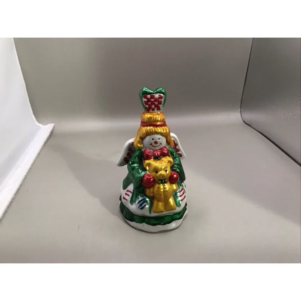 Vintage Angel Holding A‎ Teddy Bear Bell Ornament 5.5